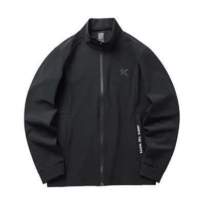 Anta Basketball Series Black Logo Print Zip-Up Jacket 152211712-2