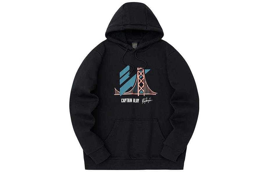 Anta Basketball Series Black Printed Logo Fleece Hoodie 152341738-3