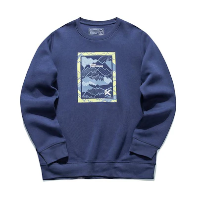Anta Basketball Series Blue Pullover Sweatshirt with Graphic Print - 152111715-3