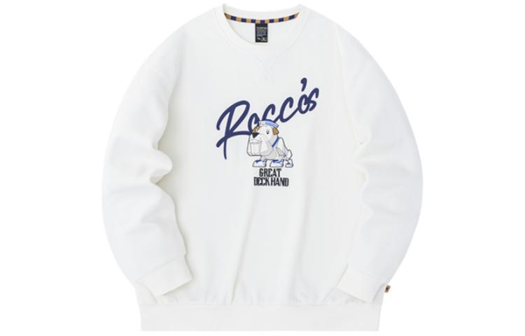 Anta Basketball Series Cartoon Letter Crewneck Fleece Sweatshirt White Unisex 972331705-1