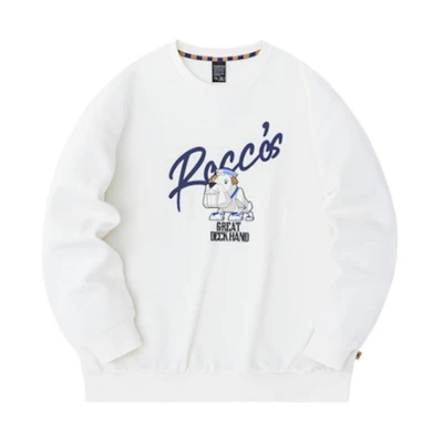 Anta Basketball Series Cartoon Letter Crewneck Fleece Sweatshirt White Unisex 972331705-1