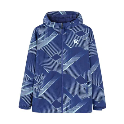 Anta Basketball Series Hooded Jacket Blue Striped Print Autumn Style 152231609-2