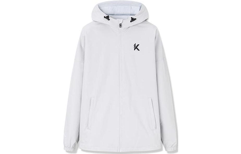 Anta Basketball Series Hooded Woven Jacket - Solid Letter Print, Fog Gray 152241603N-3