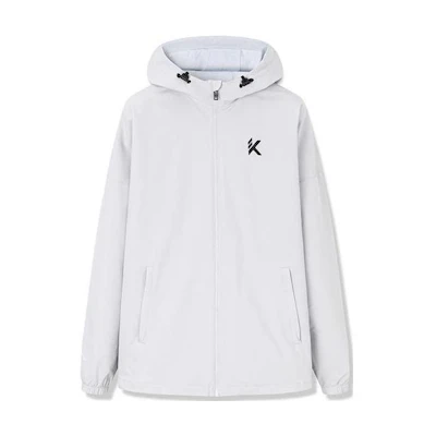 Anta Basketball Series Hooded Woven Jacket - Solid Letter Print, Fog Gray 152241603N-3
