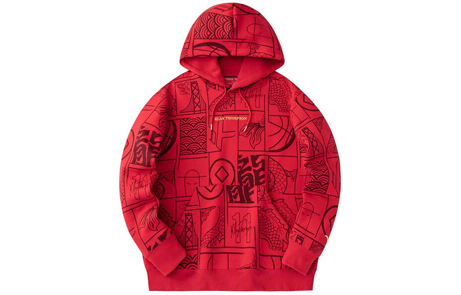 Anta Basketball Series Hoodie Vermilion Red - Good Things Happen Print 152411770S-1