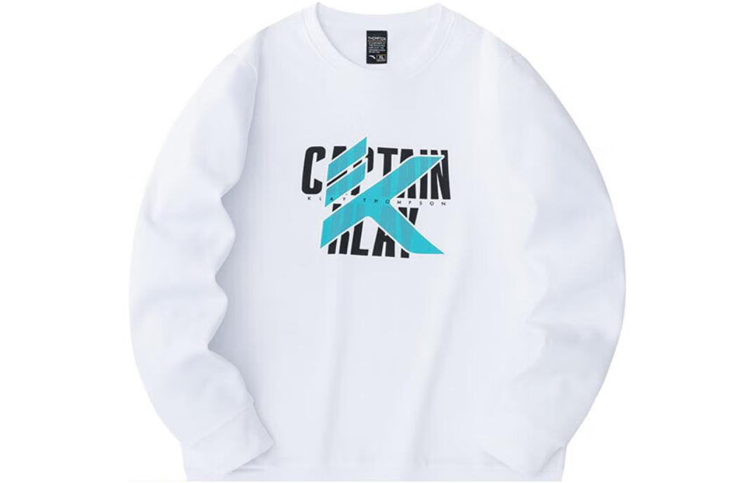 Anta Basketball Series Letter Crewneck Fleece Sweatshirt Pure White 152341721-1