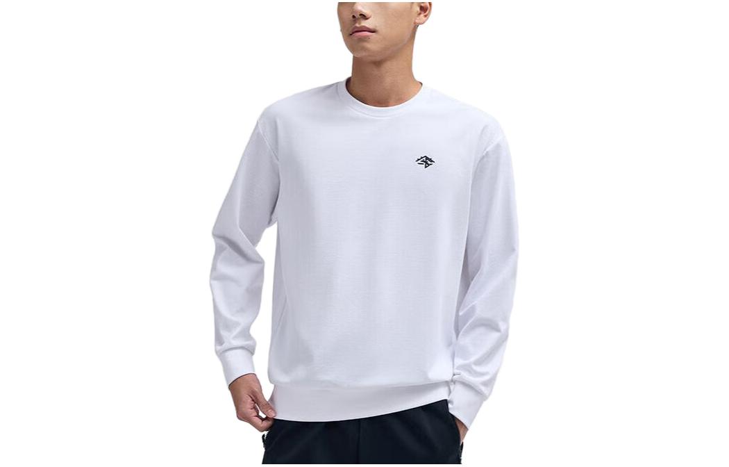 Anta Basketball Series Letter Crewneck Loose Sweatshirt - Pure White 152331706-1