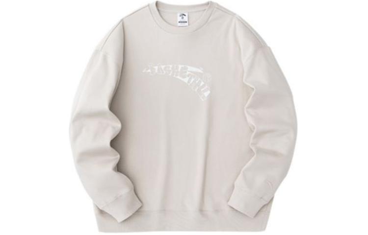 Anta Basketball Series Letter Print Casual Pullover Sweatshirt Unisex - Beige 952411714-4