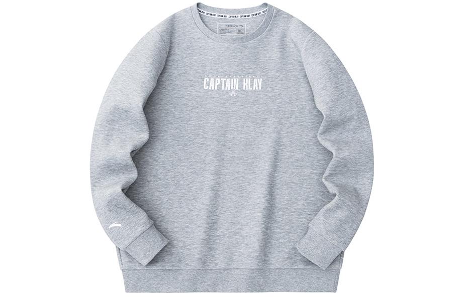 Anta Basketball Series Letter Print Crewneck Pullover Sweatshirt Grey () 152341720S-2