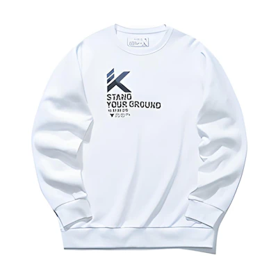 Anta Basketball Series Letter Print Crewneck Pullover Sweatshirt White 152111737-4