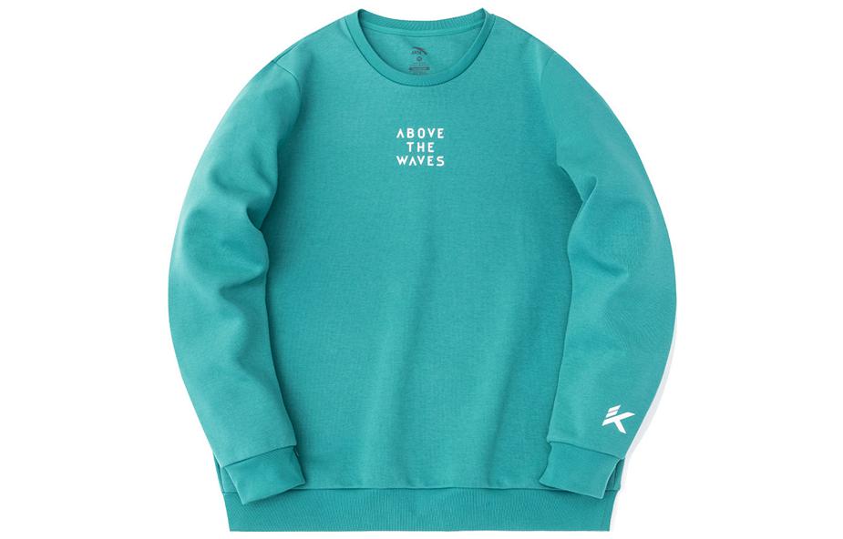 Anta Basketball Series Letter Print Crewneck Sweatshirt Green () 152211710-3