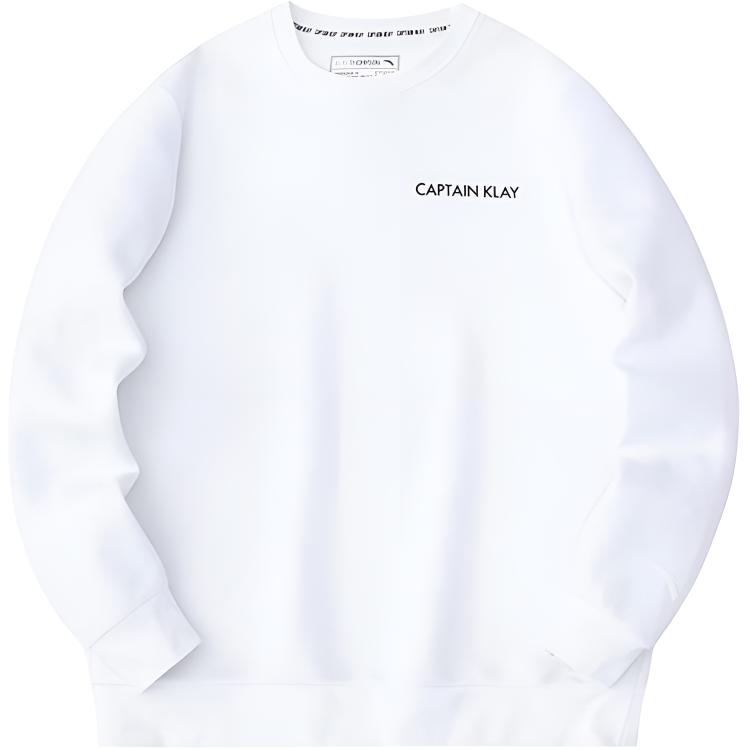 Anta Basketball Series Letter Print Pullover Crewneck Sweatshirt - Pure White 152411701-1