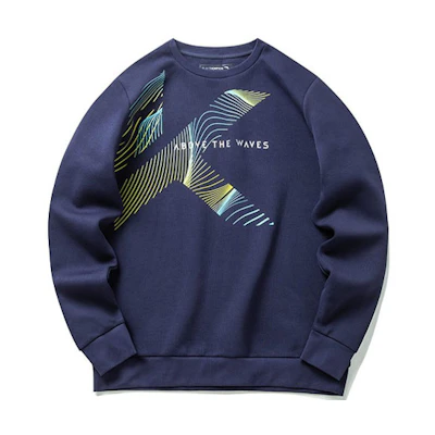 Anta Basketball Series Letter Print Pullover Sweatshirt Deep Blue - 152211716-3