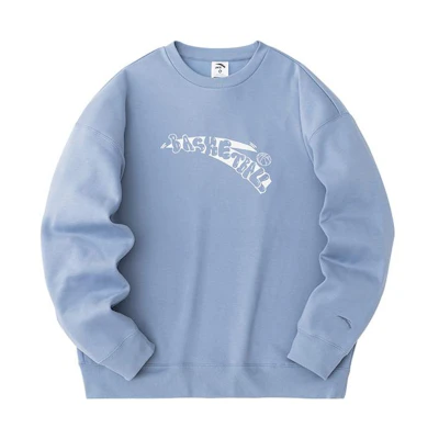 Anta Basketball Series Logo Crewneck Pullover Sweatshirt Grey Blue - 952411714-2