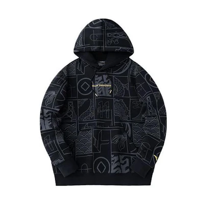 Anta Basketball Series Logo Hoodie Black Loose Fit Sweatshirt 152411770S-2