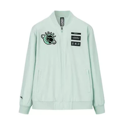 Anta Basketball Series Logo Print Long-Sleeve Jacket Men’s - Mugwort Green 152311611N-1
