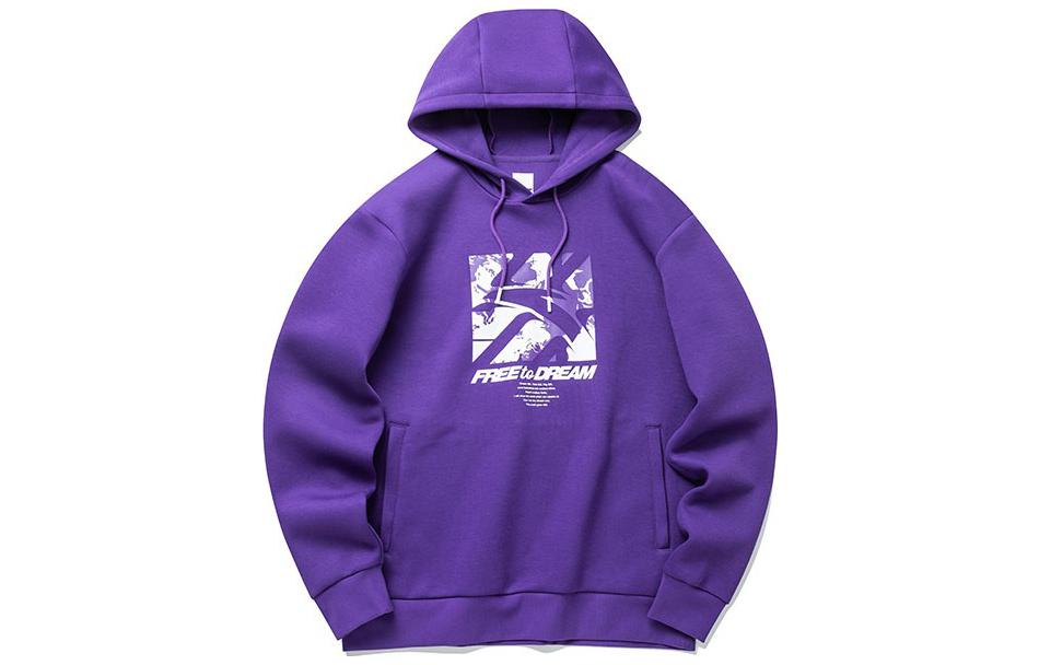 Anta Basketball Series Logo Print Loose Hoodie - Persian Purple 152211743-4
