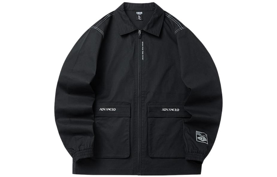Anta Basketball Series Logo Print Woven Jacket Black 952221610-2