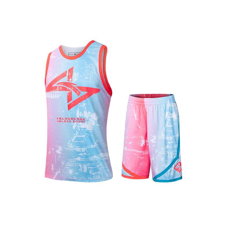 Anta Basketball Set: White/Red Sleeveless Jersey & Shorts for Men, Breathable & Comfy 152431201-1