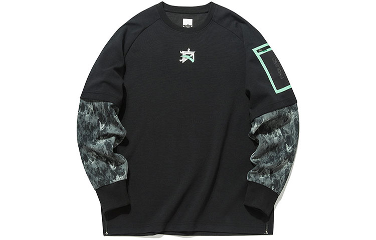 Anta Basketball Two-In-One Colorblock Loose Pullover Sweatshirt Black () 152131706-2