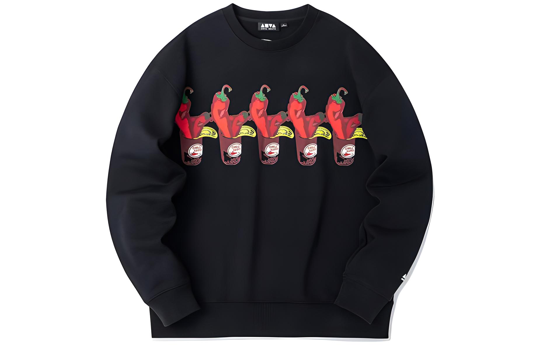 Anta Black Cartoon Graphic Long-Sleeve Sweatshirt 152328701-1