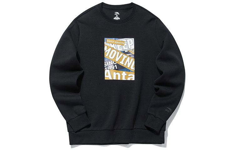 Anta Black Casual Printed Pullover Sweatshirt - Lifestyle Series 152138717-2