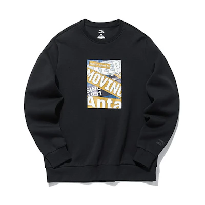 Anta Black Casual Printed Pullover Sweatshirt - Lifestyle Series 152138717-2