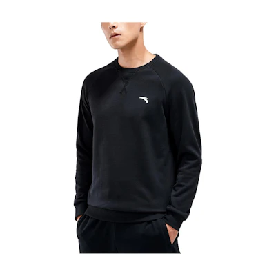Anta Black Crewneck Long-Sleeve Sweatshirt with Logo Print 95838730AT-4