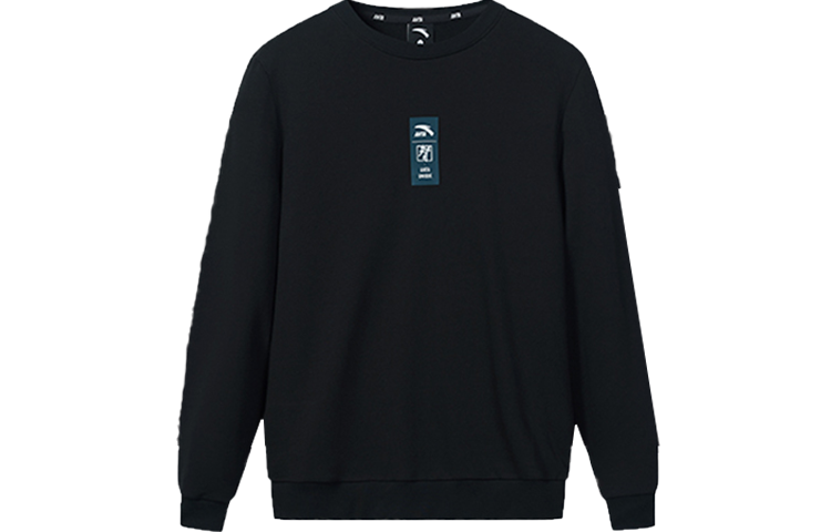 Anta Black Crewneck Long Sleeve Pullover Sweatshirt with Logo 952037716-4
