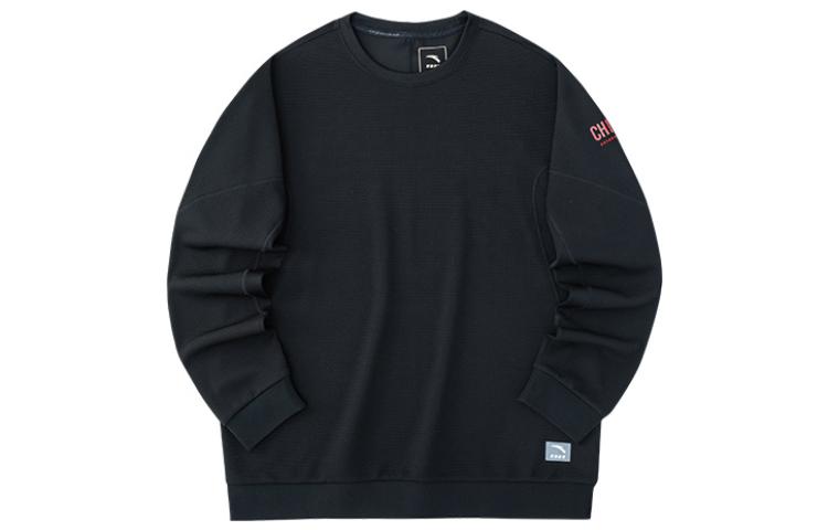 Anta Black Embroidered Letter Pullover Crewneck Sweatshirt 152230714-3
