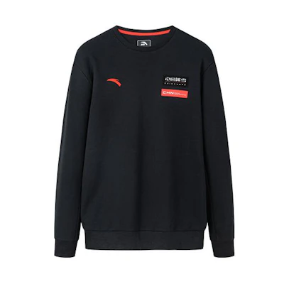Anta Black Fleece-Lined Logo Graphic Sweatshirt 152247748-3