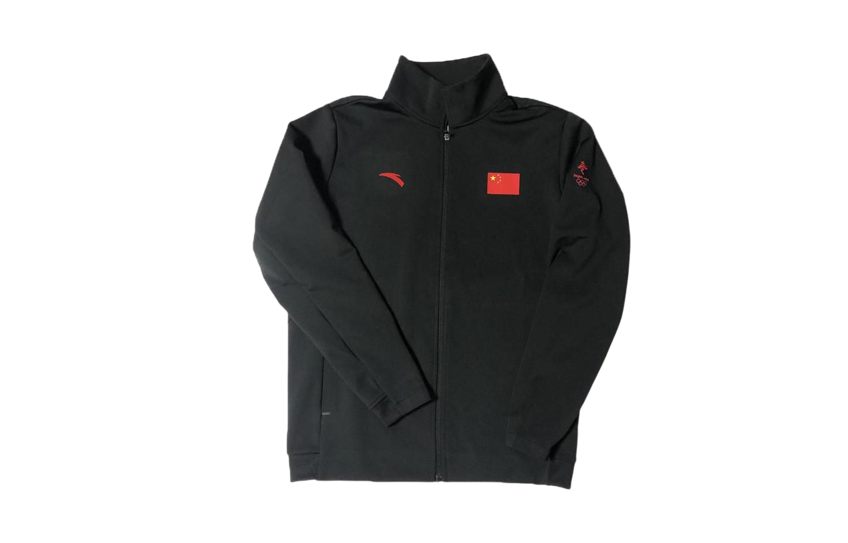 Anta Black Full-Zip Jacket with Solid Logo Print Long Sleeve Design 152140718-2
