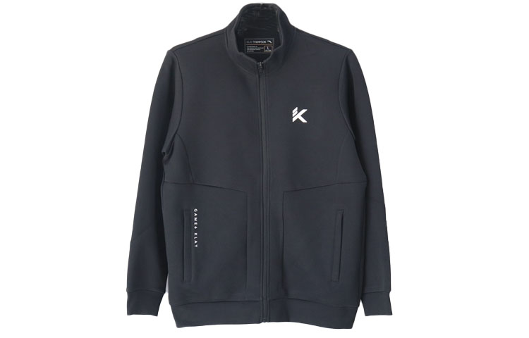 Anta Black High-Neck Jacket with Letter Print and Zippered Pockets 152131731-3
