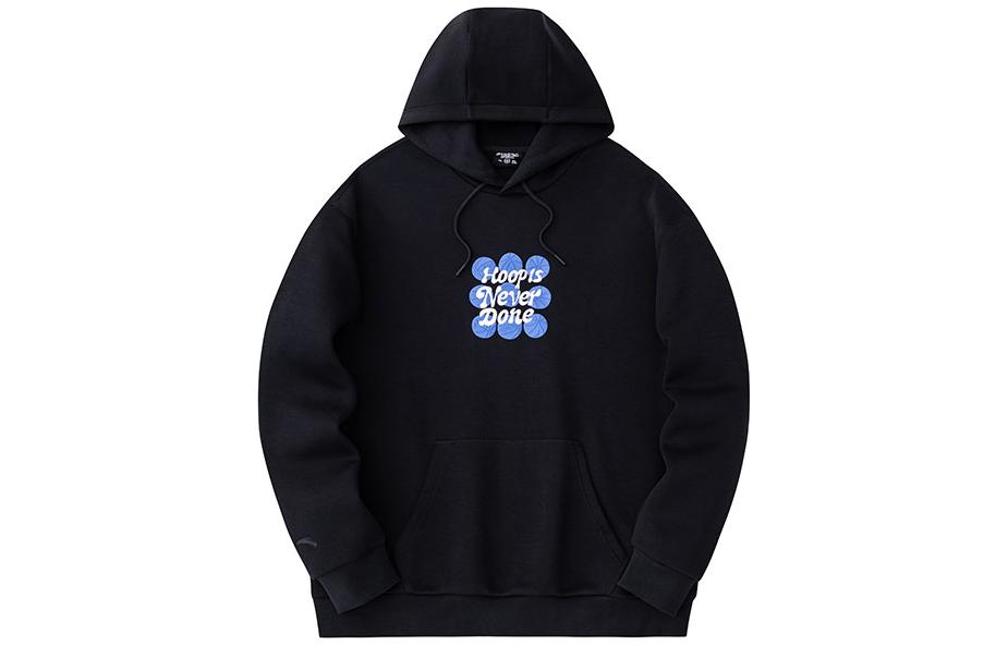 Anta Black Hoodie with Letter Print Design 952411710-3
