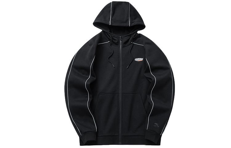 Anta Black Knit Loose Fit Fleece Hoodie Zip-Up Jacket - Lifestyle Series 152148713R-1