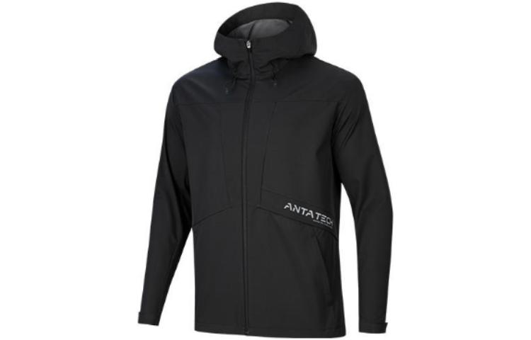 Anta Black Letter Print Hooded Jacket 952317610-3