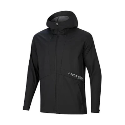 Anta Black Letter Print Hooded Jacket 952317610-3