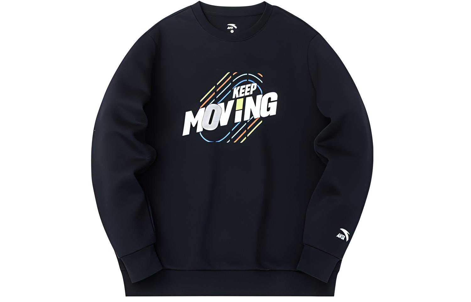 Anta Black Long-Sleeve Sweatshirt with Letter Graphic Print 152318710-4
