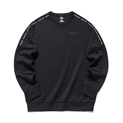 Anta Black Loose Fit Crewneck Sweatshirt with Letter Pattern 952137727-2