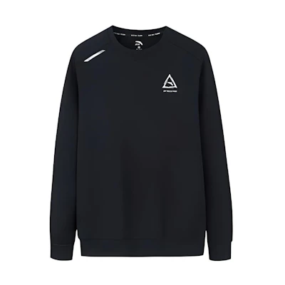 Anta Black Pullover Crewneck Sweatshirt with Small Logo Patch 952237724-3