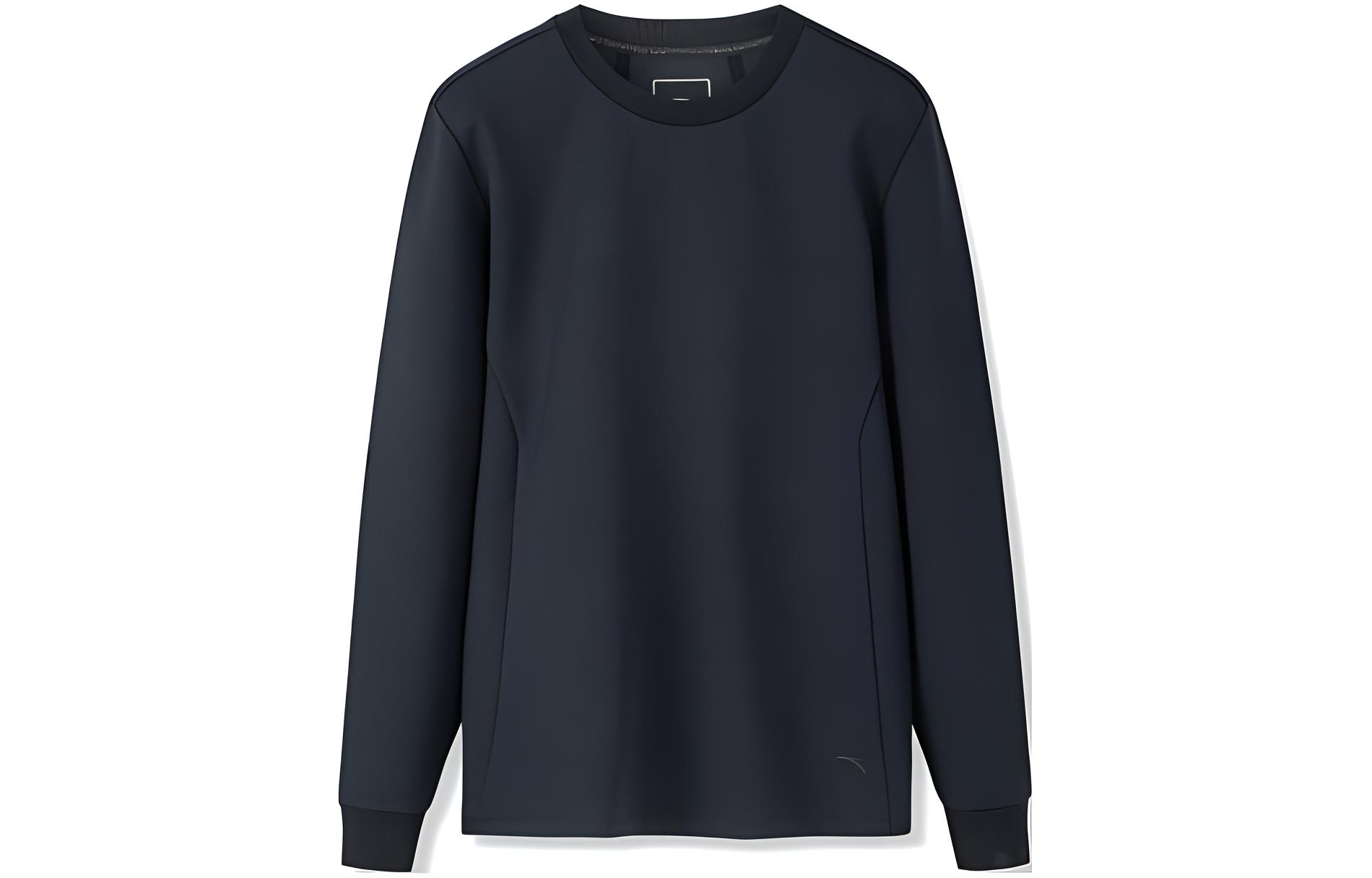 Anta Black Pullover Sports Sweatshirt Solid Color Long Sleeve 152240715-3