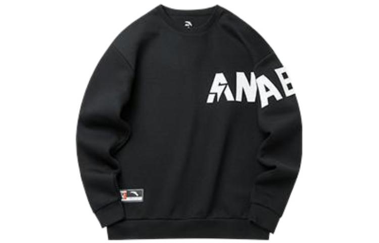 Anta Black Pullover Sweatshirt - Letter Print Training Lifestyle Series 152217709-3