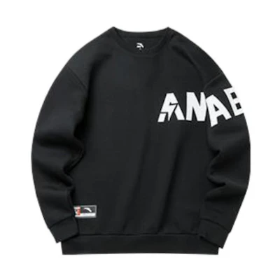 Anta Black Pullover Sweatshirt - Letter Print Training Lifestyle Series 152217709-3