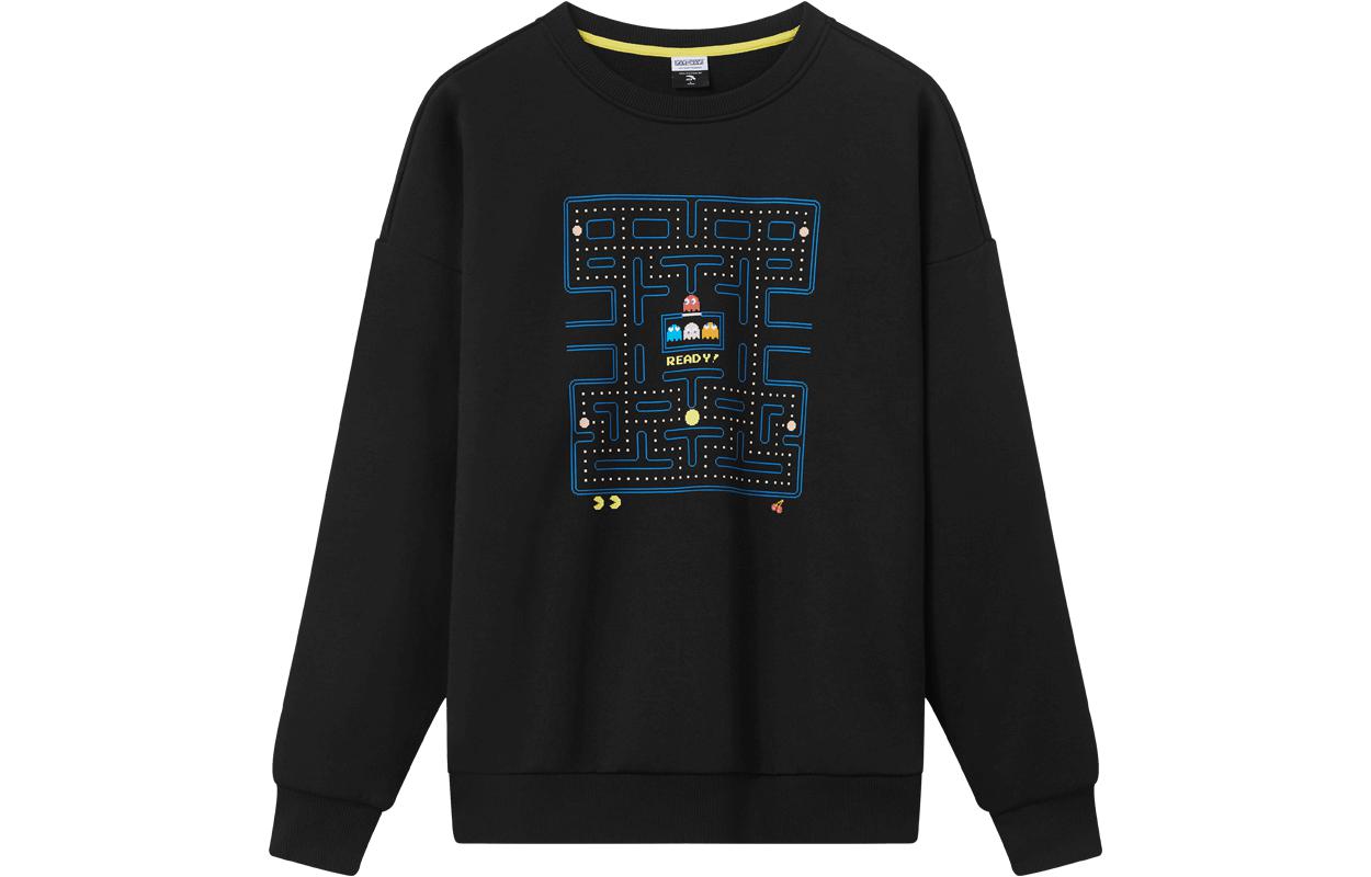 Anta Black Pullover Sweatshirt - Solid Color with Print, Lifestyle Series 95949701-2