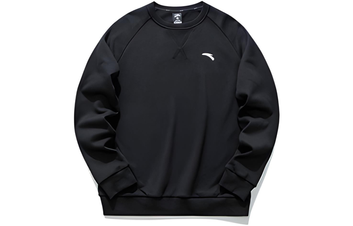 Anta Black Pullover Sweatshirt with Logo Print 952047735-2