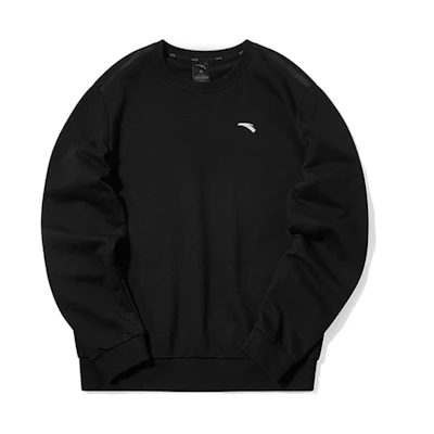 Anta Black Pullover Sweatshirt with Logo Print Casual Design 952147769-2