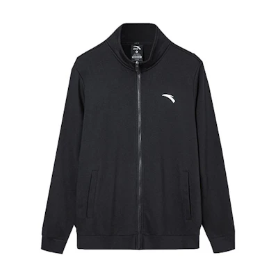 Anta Black Stand Collar Zip Jacket with Solid Logo Print 95631641-3