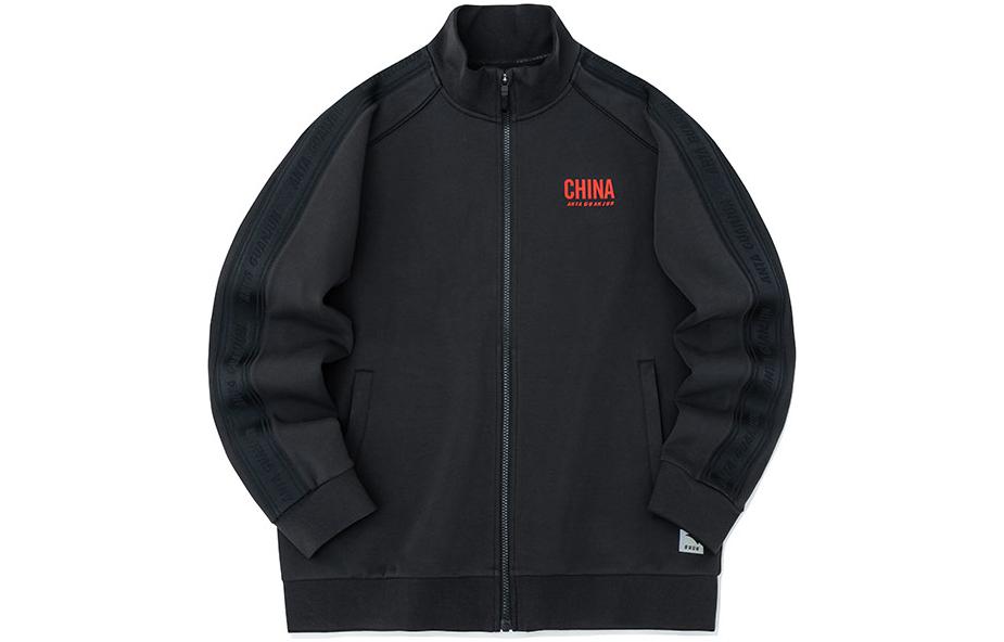 Anta Black Summer Zipper Jacket with Letter Print and Stand Collar 152230720-3