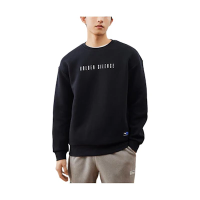 Anta Black Sweatshirt with Solid Color and Printed Design 152241707S-3