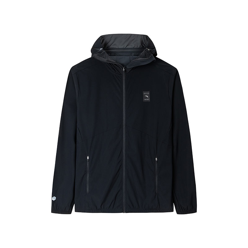Anta Black Training Series Breathable Zip Hoodie Sports Jacket 952427701-4